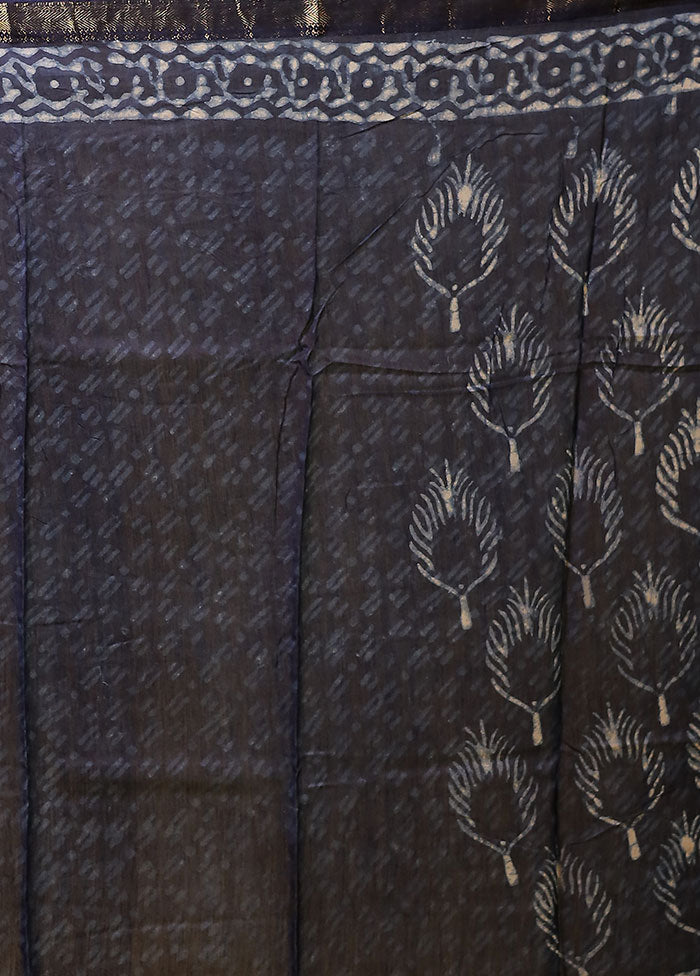 Blue Chanderi Silk Saree With Blouse Piece