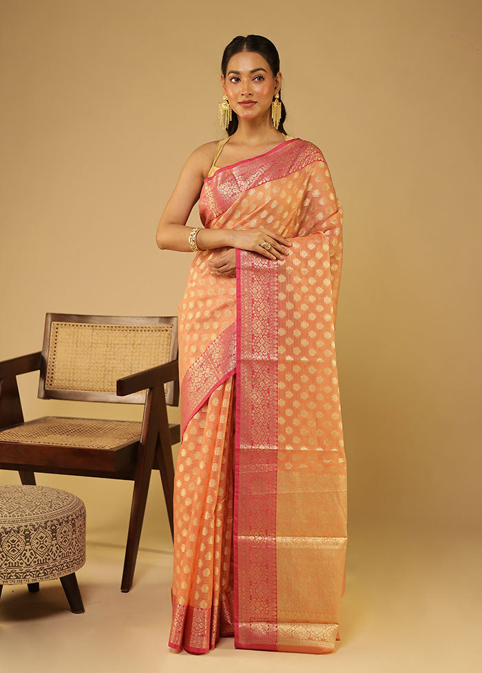 Pink Cotton Saree With Blouse Piece