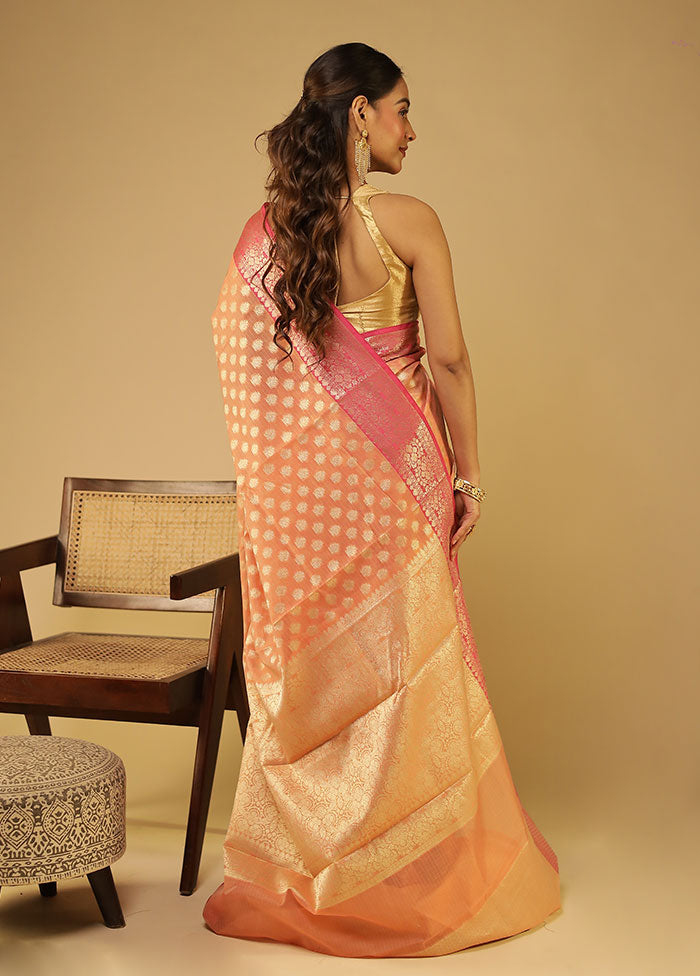 Pink Cotton Saree With Blouse Piece
