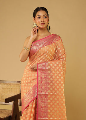 Pink Cotton Saree With Blouse Piece