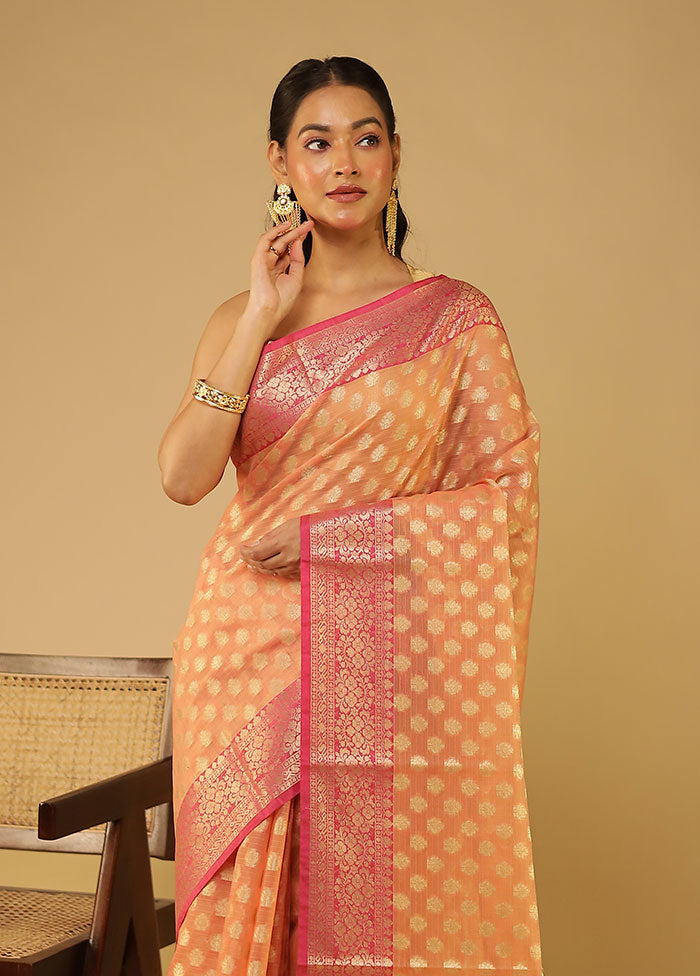 Pink Cotton Saree With Blouse Piece