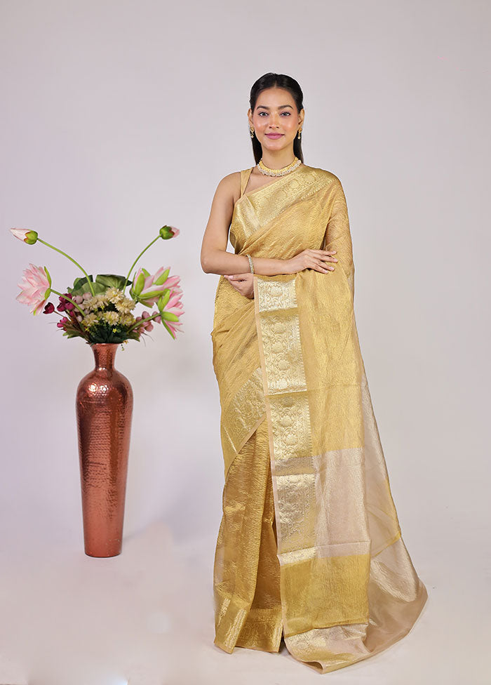 Cream Tissue Silk Saree With Blouse Piece