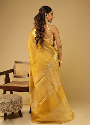 Yellow Tissue Silk Saree With Blouse Piece