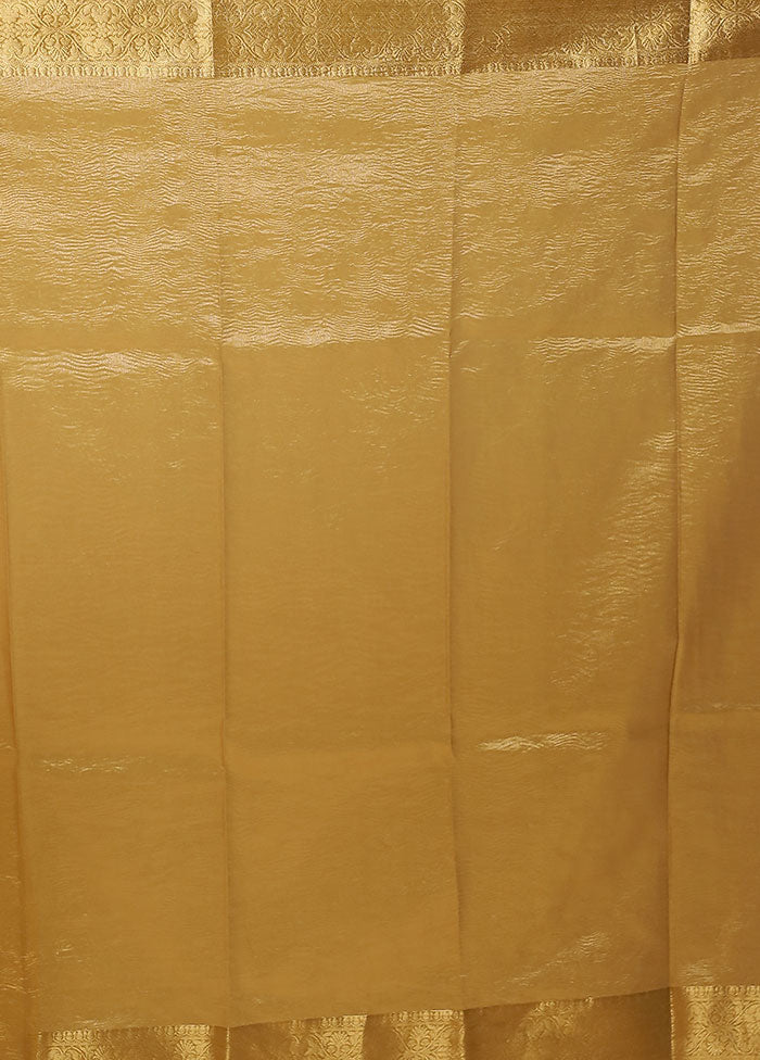 Yellow Tissue Silk Saree With Blouse Piece