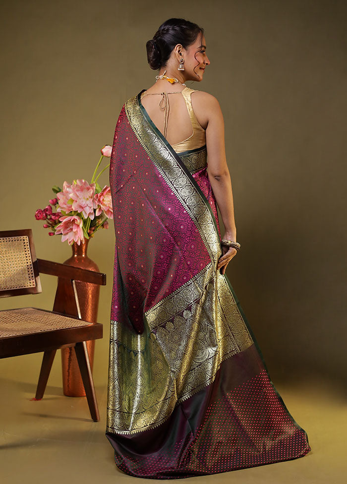 Maroon Tanchoi Silk Saree With Blouse Piece