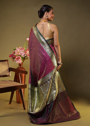 Maroon Tanchoi Silk Saree With Blouse Piece