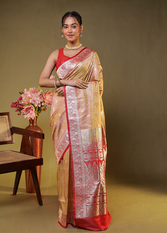 Pink Tanchoi Silk Saree With Blouse Piece