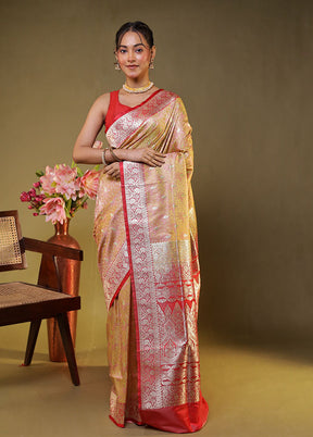 Pink Tanchoi Silk Saree With Blouse Piece