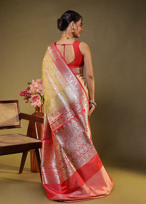 Pink Tanchoi Silk Saree With Blouse Piece
