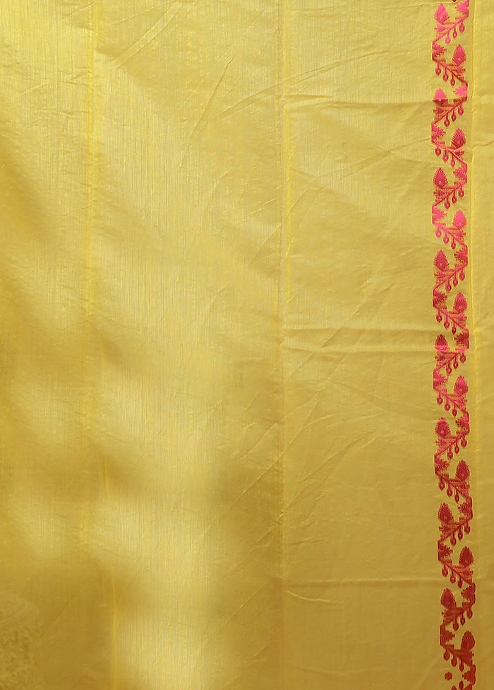 Yellow Jamdani Cotton Saree Without Blouse Piece