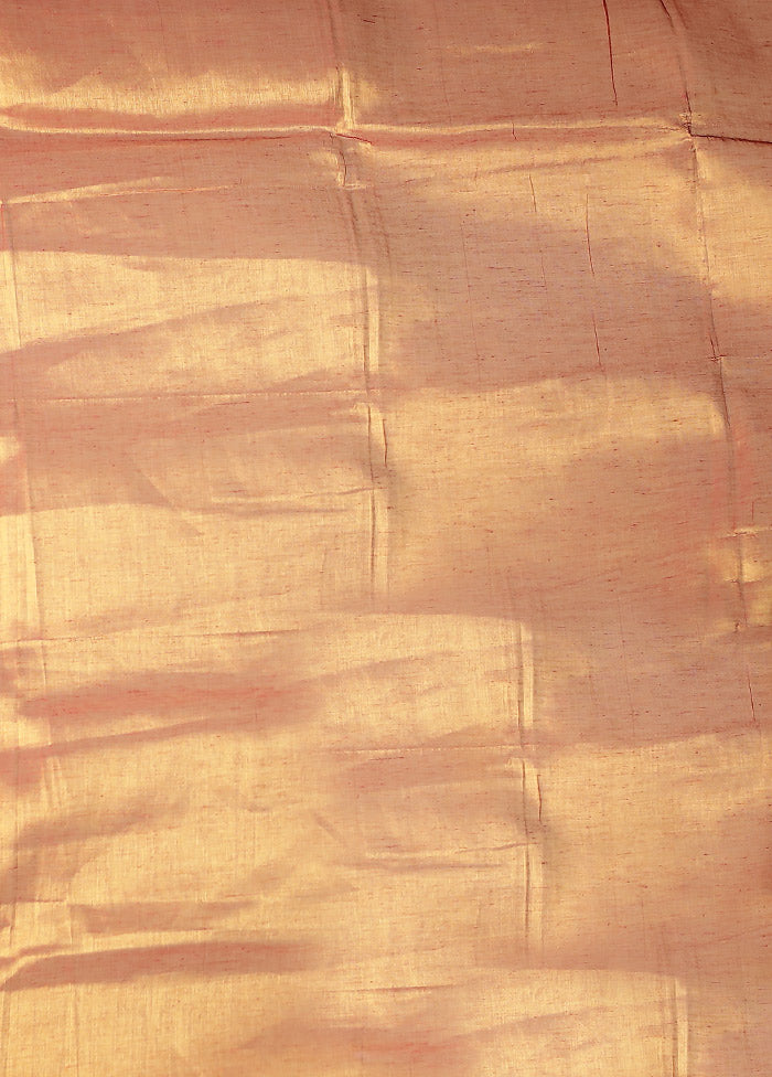 Rust Tissue Silk Saree With Blouse Piece