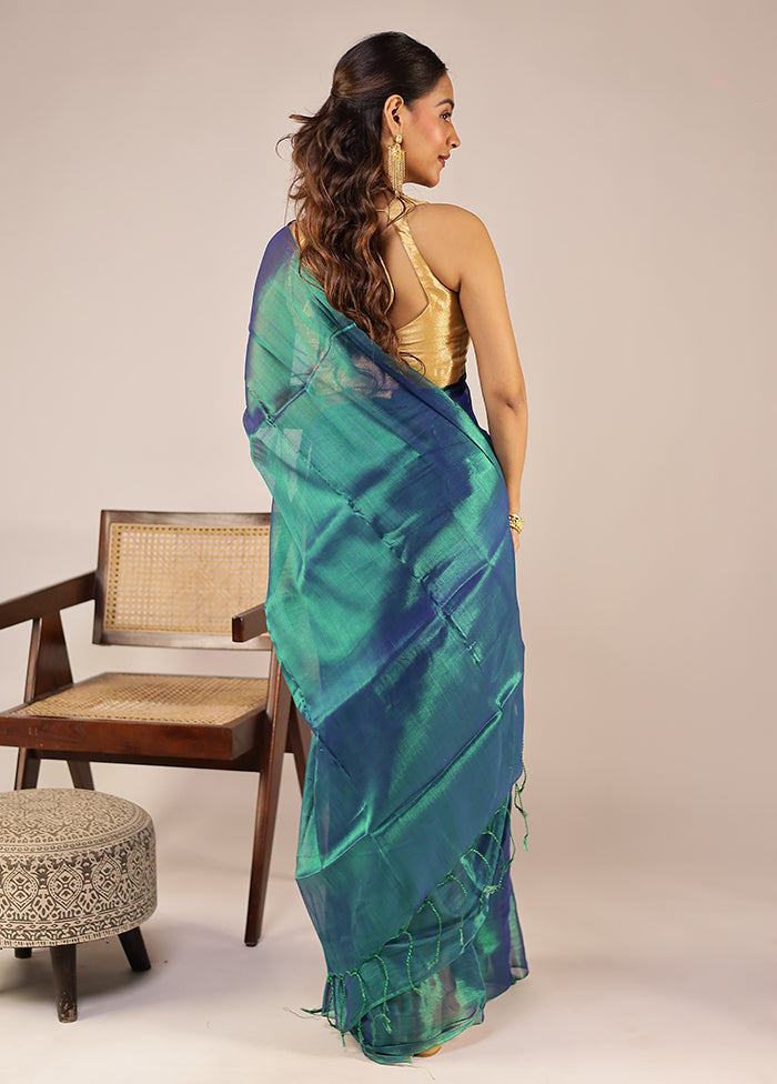 Green Tissue Silk Saree With Blouse Piece