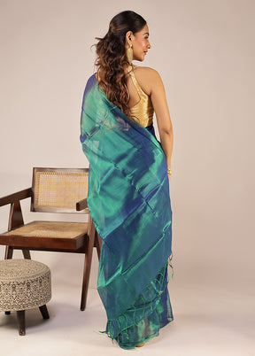Green Tissue Silk Saree With Blouse Piece