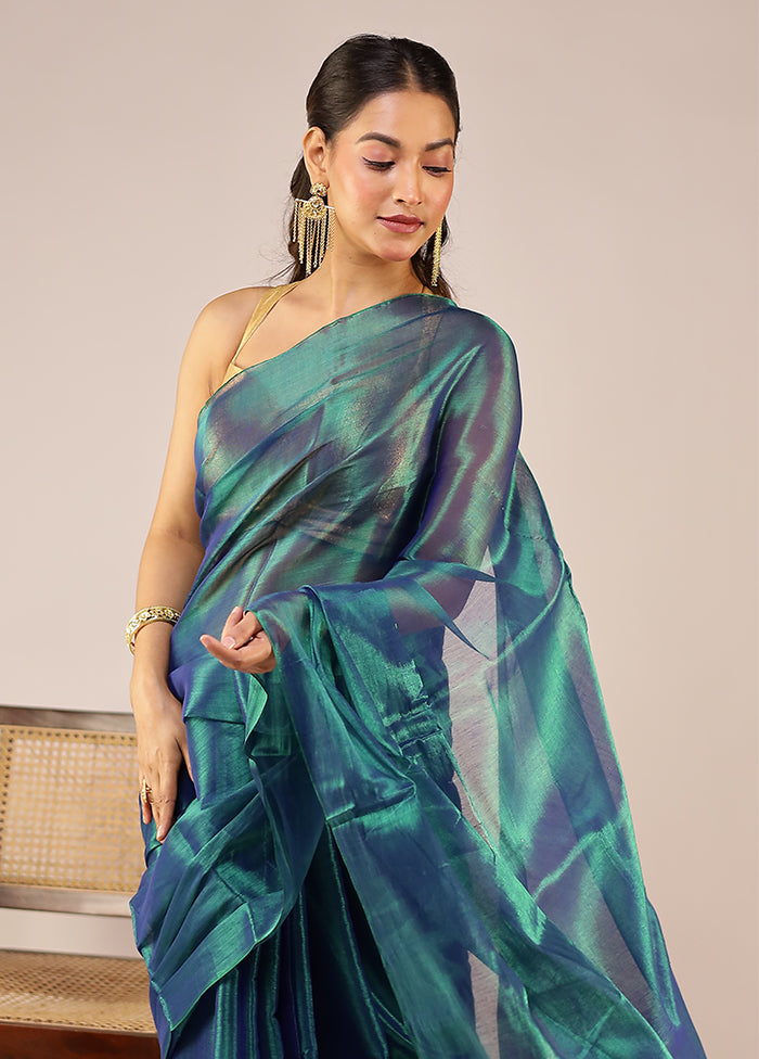 Green Tissue Silk Saree With Blouse Piece