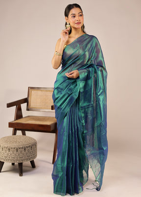 Green Tissue Silk Saree With Blouse Piece