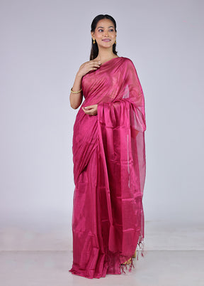 Pink Tissue Silk Saree With Blouse Piece