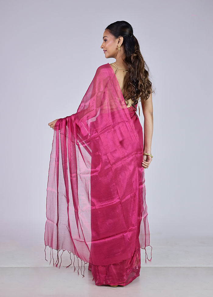 Pink Tissue Silk Saree With Blouse Piece