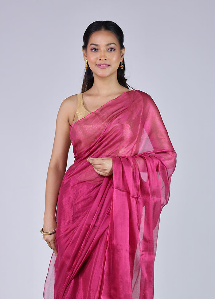Pink Tissue Silk Saree With Blouse Piece
