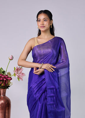 Shahi Durbar Duo – Maroon Printed Silk & Blue Tissue Silk Sarees