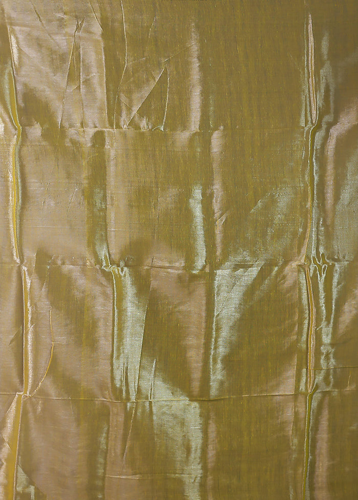 Yellow Tissue Silk Saree With Blouse Piece