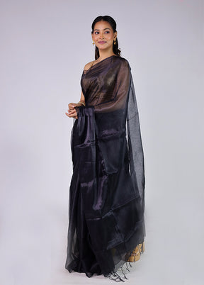 Black Tissue Silk Saree With Blouse Piece