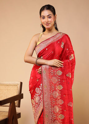 Red Georgette Saree With Blouse Piece