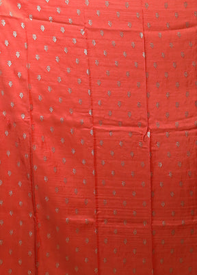 Peach Dupion Silk Saree With Blouse Piece