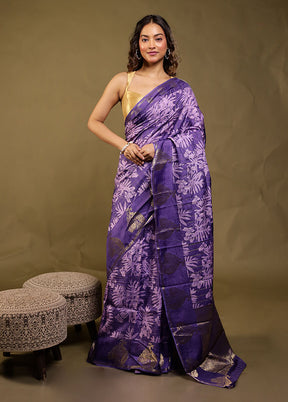 Purple Dupion Silk Saree With Blouse Piece