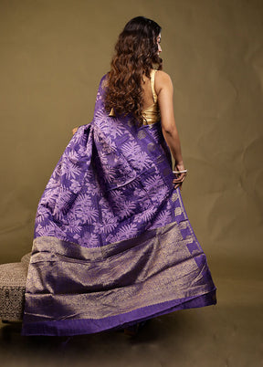 Purple Dupion Silk Saree With Blouse Piece