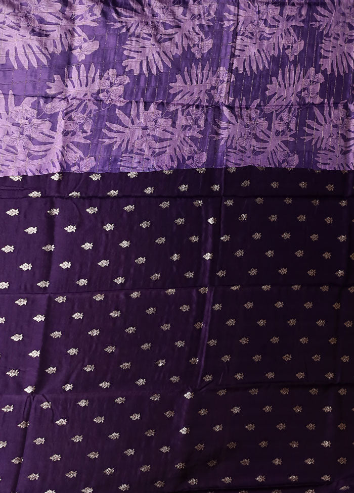 Purple Dupion Silk Saree With Blouse Piece