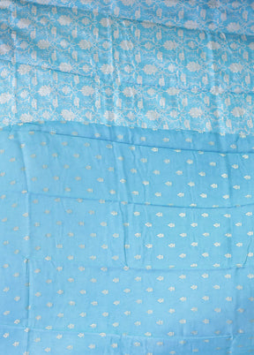 Blue Dupion Silk Saree With Blouse Piece