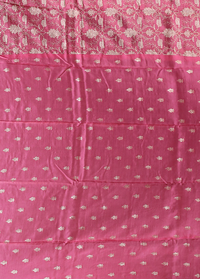 Pink Dupion Silk Saree With Blouse Piece