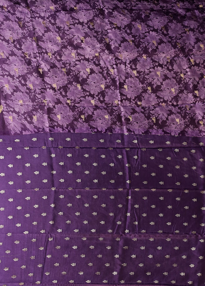 Purple Dupion Silk Saree With Blouse Piece