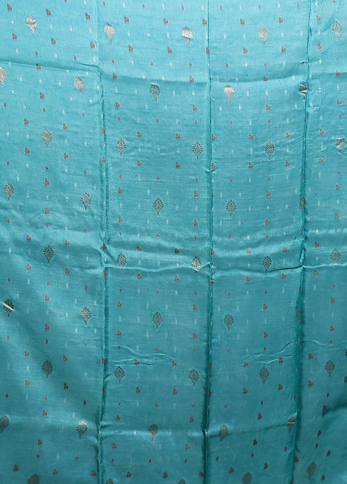 Blue Chanderi Silk Saree With Blouse Piece