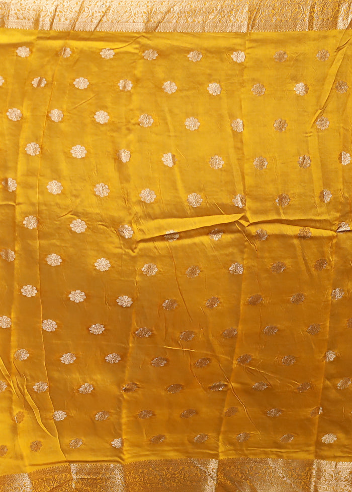 Yellow Chanderi Silk Saree With Blouse Piece