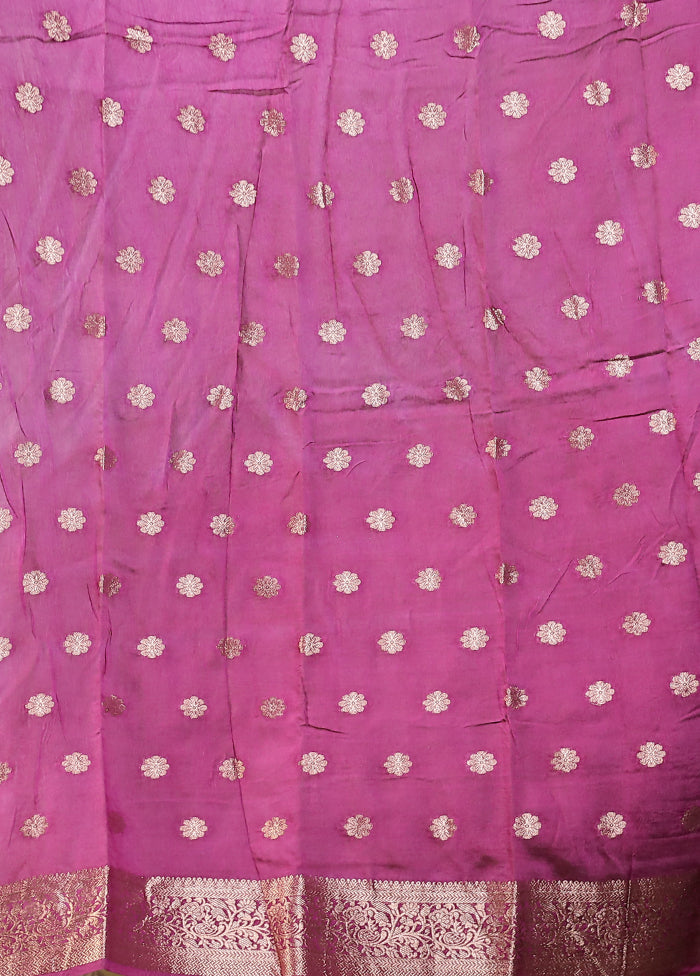 Purple Chanderi Silk Saree With Blouse Piece