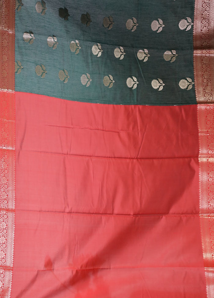 Green Cotton Saree With Blouse Piece