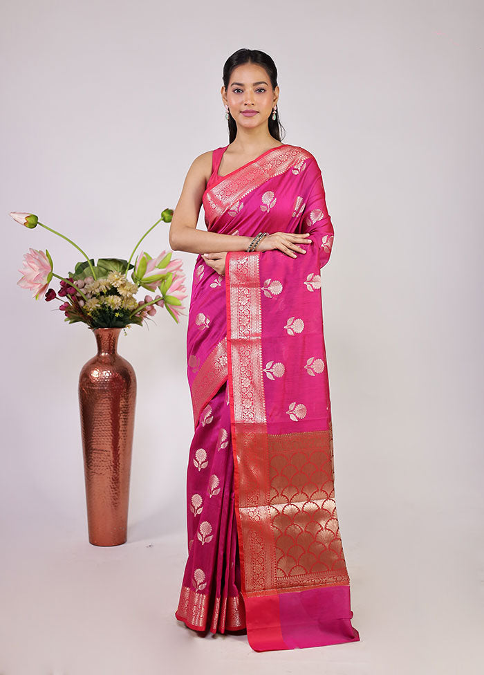 Pink Cotton Saree With Blouse Piece
