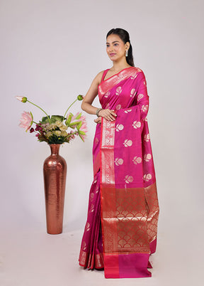 Pink Cotton Saree With Blouse Piece