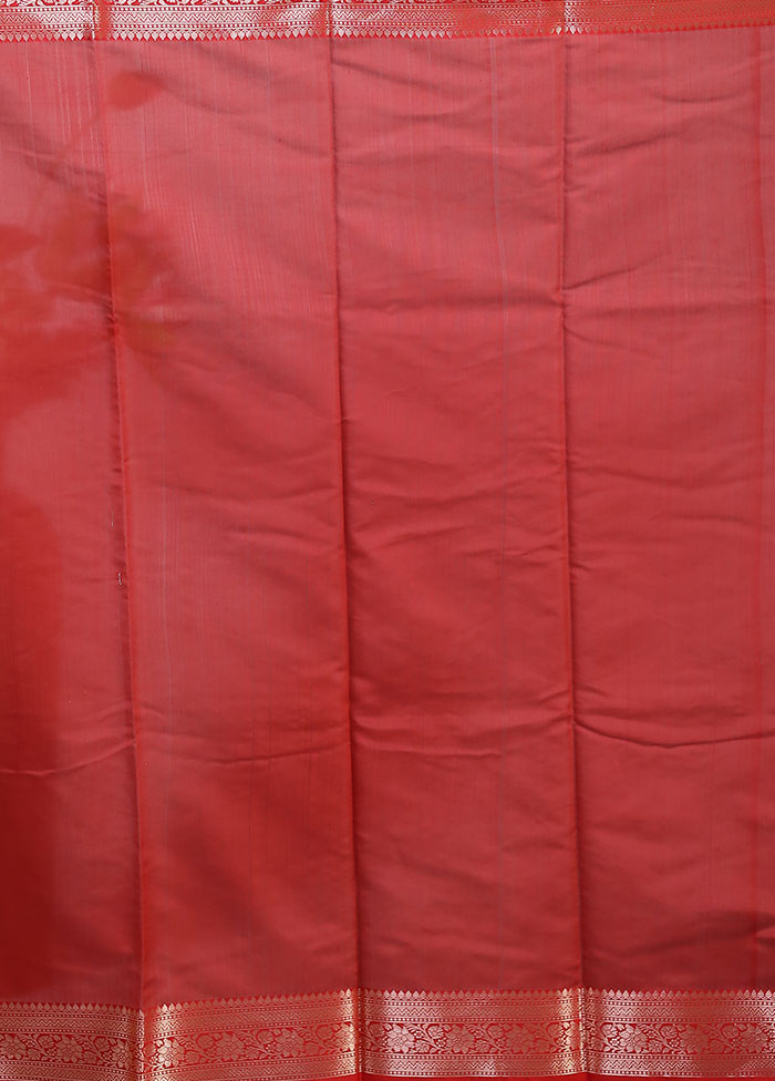Red Cotton Saree With Blouse Piece
