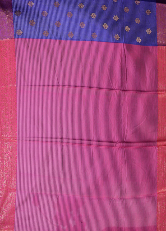 Blue Cotton Saree With Blouse Piece