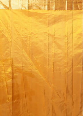 Yellow Handloom Kanjivaram Pure Silk Saree With Blouse Piece