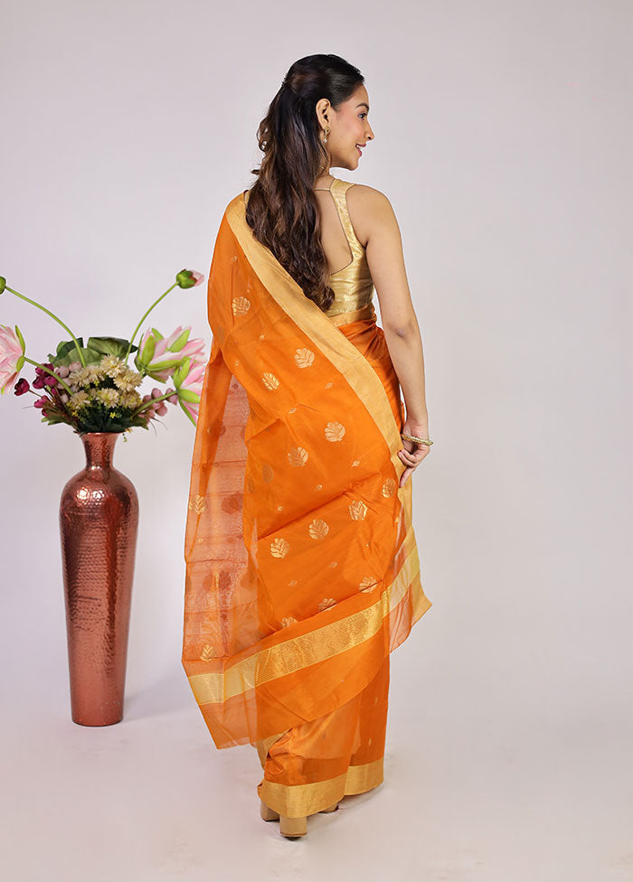 Yellow Chanderi Silk Saree With Blouse Piece