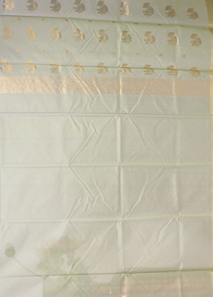 Green Chanderi Silk Saree With Blouse Piece