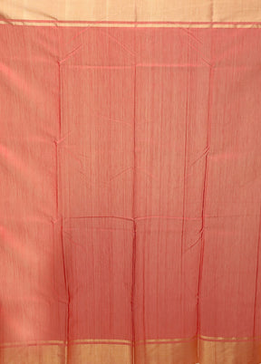 Red Handloom Chanderi Pure Silk Saree With Blouse Piece