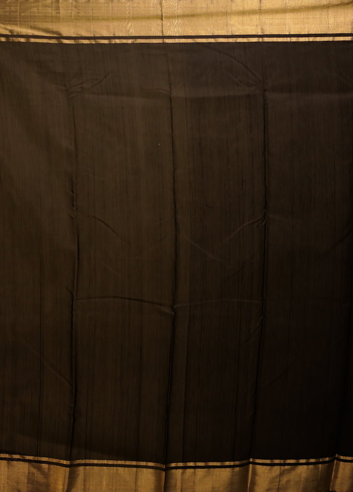 Black Handloom Chanderi Pure Silk Saree With Blouse Piece