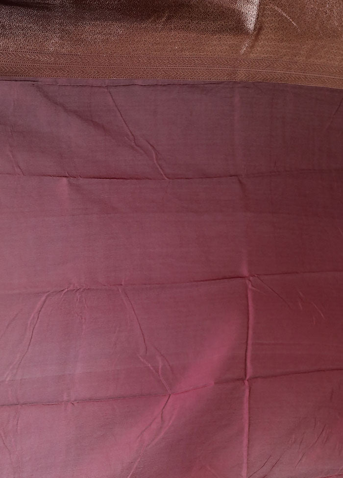 Maroon Dupion Silk Saree With Blouse Piece