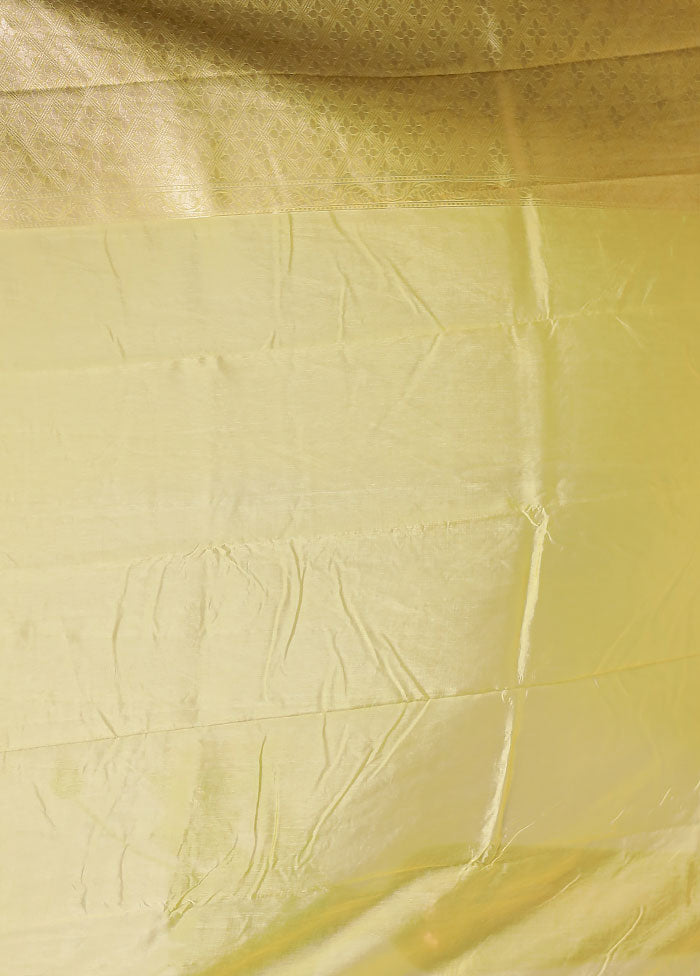 Yellow Dupion Silk Saree With Blouse Piece