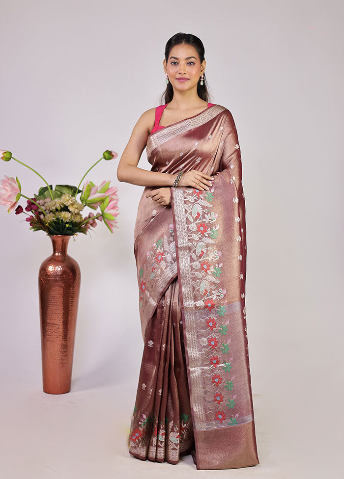 Grey Tissue Silk Saree With Blouse Piece
