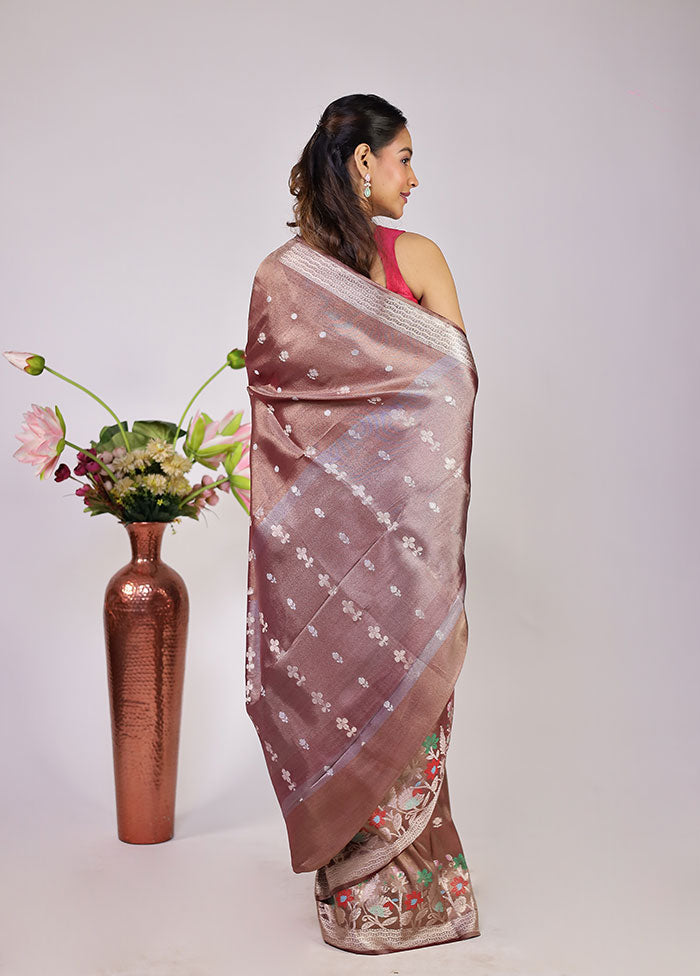 Grey Tissue Silk Saree With Blouse Piece